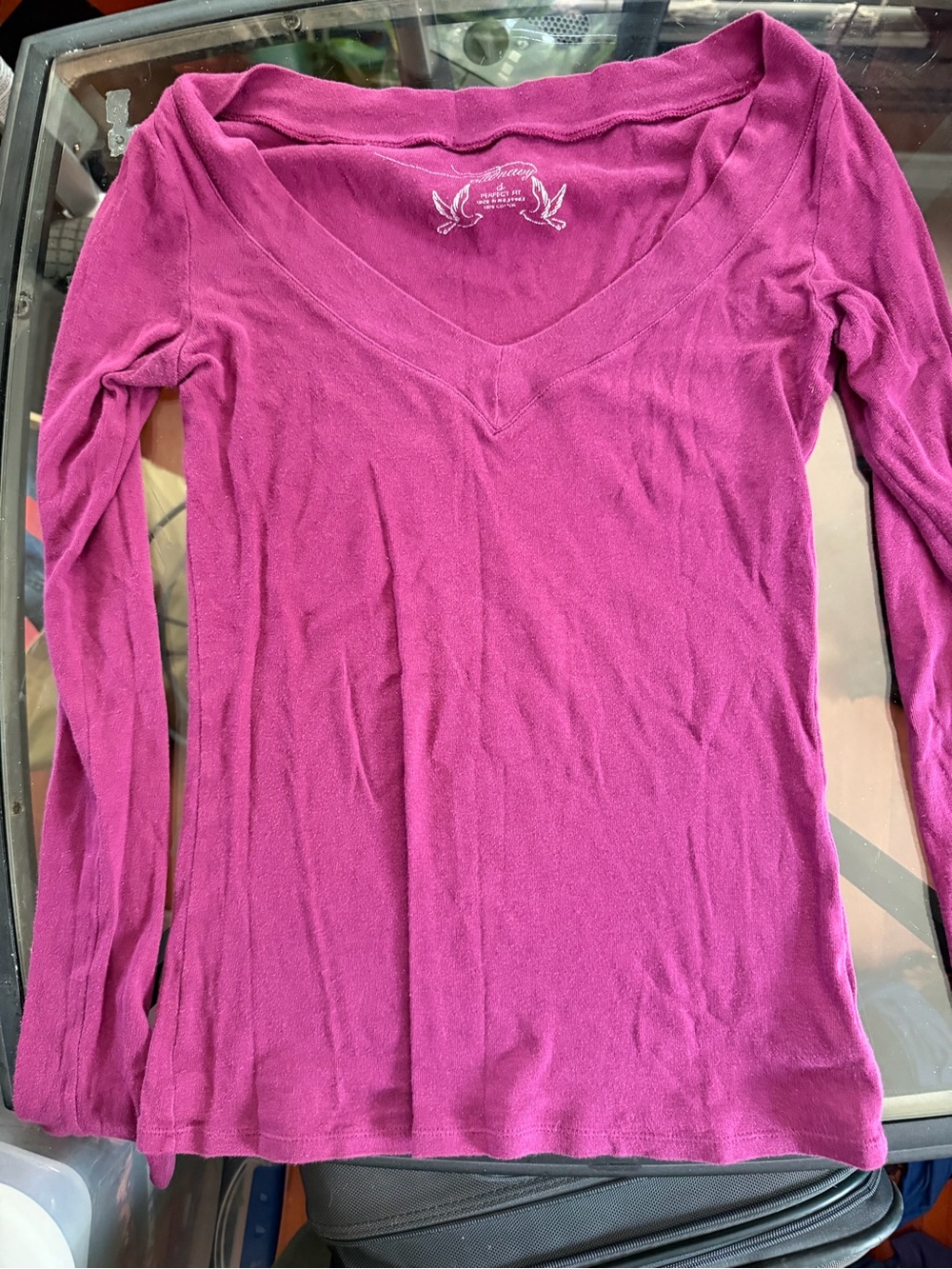 Old Navy Women's Long-Sleeve V-Neck Top - Fuchsia